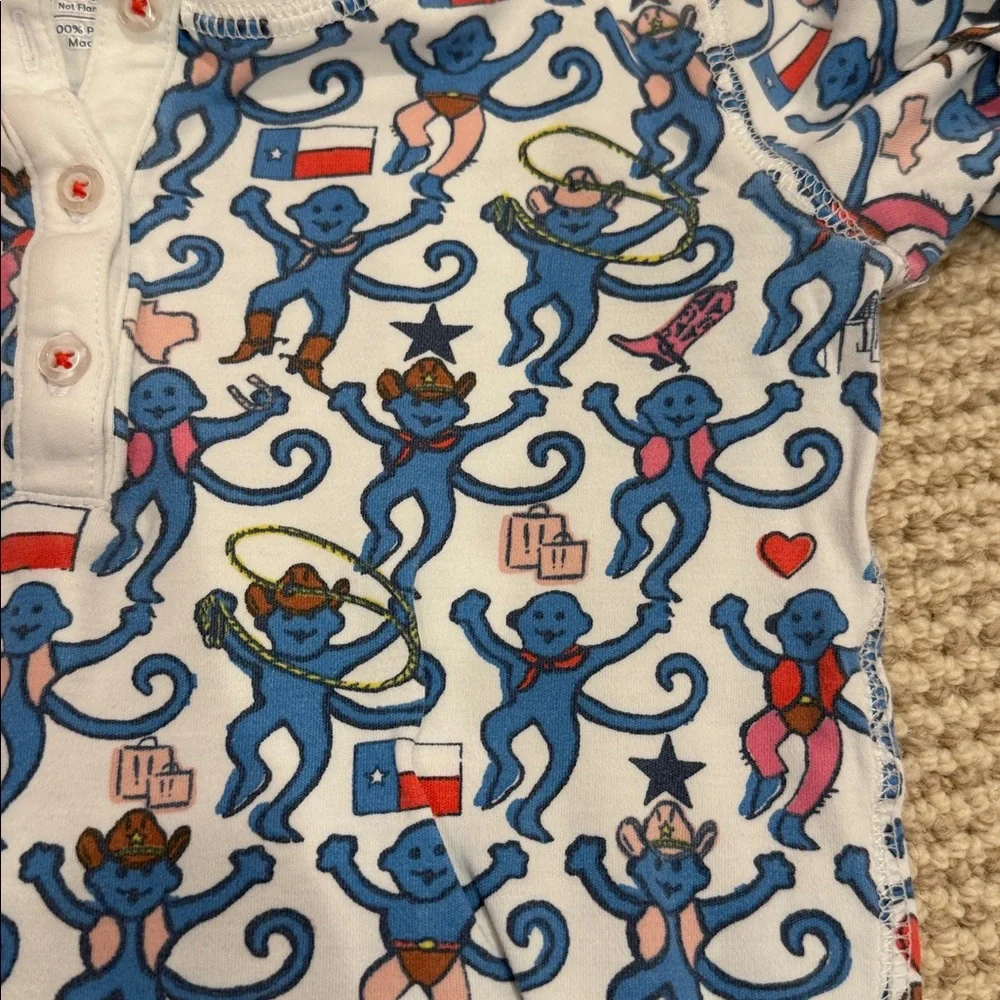 Roller Rabbit Blue cowboy monkey Kids' Pajama Set - Picture 3 of 3